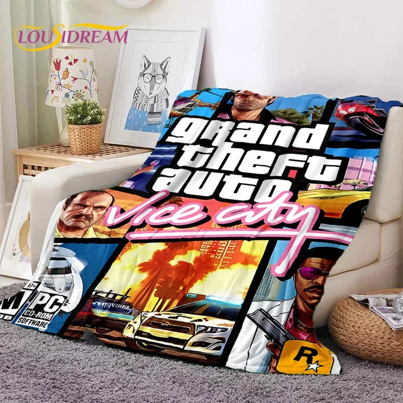 Gaming Console With Gta - Мягкое фланелевое одеяло GTA Game Grand