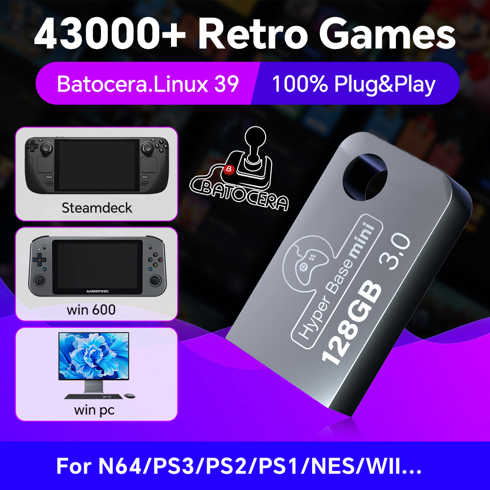 Gaming Console Handheld Retro - USB-флеш-накопитель Batocera 128G для Windows 43000,